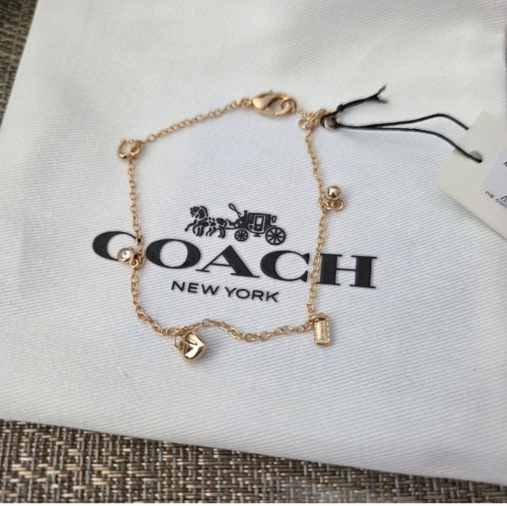 NWT Coach Gold Women's Signature C Charm Bracelet - Picture 5 of 7